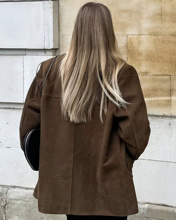 Ivy | Women's Suede Oversized Coat Tailored Blazer Jacket
