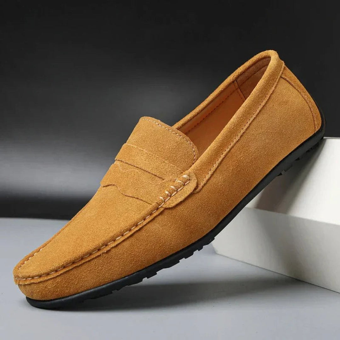 Freya | Women's Suede Slip-On Penny Loafers Cushioned Flat Shoes