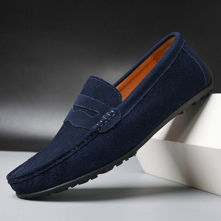 Freya | Women's Suede Slip-On Penny Loafers Cushioned Flat Shoes