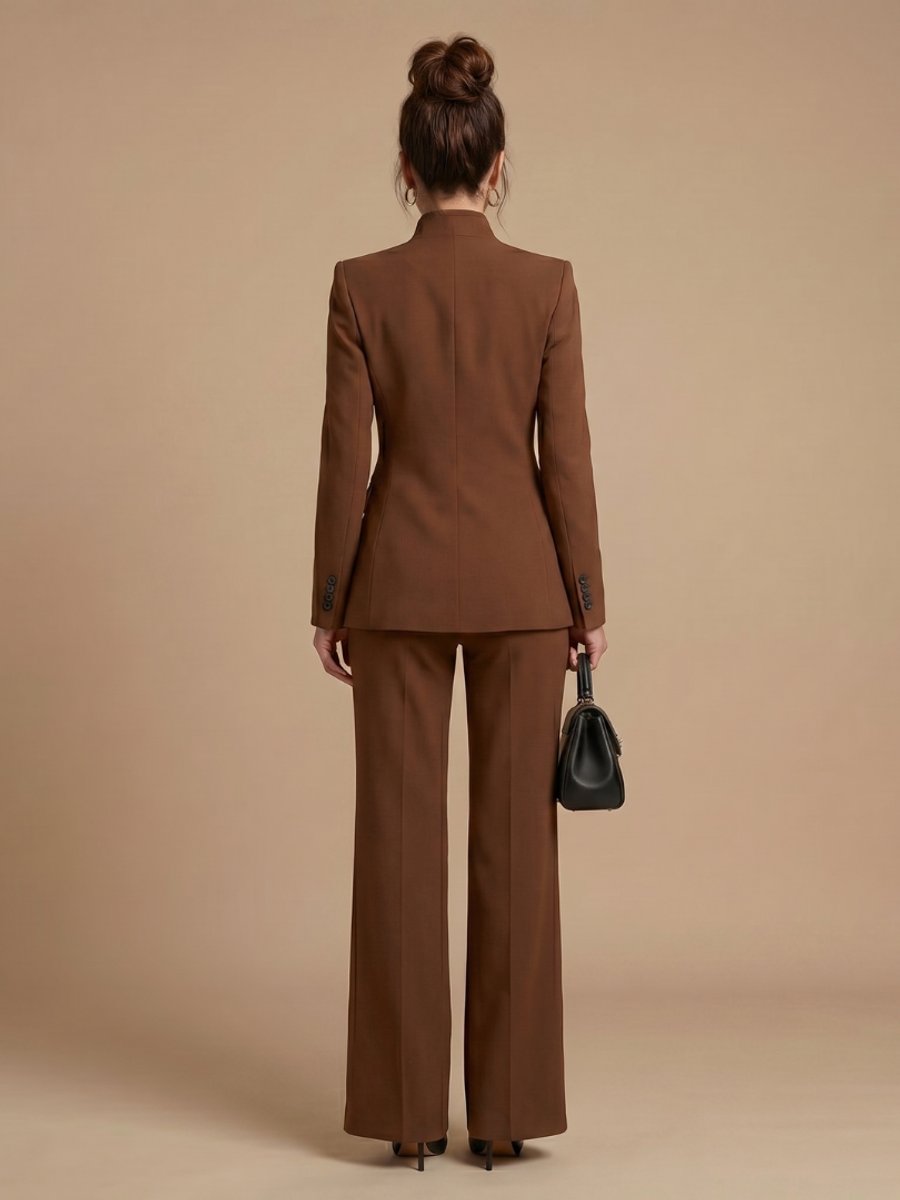Rosie | Women's Tailored Stand Collar Flared Trouser Formal Two-Piece Suit