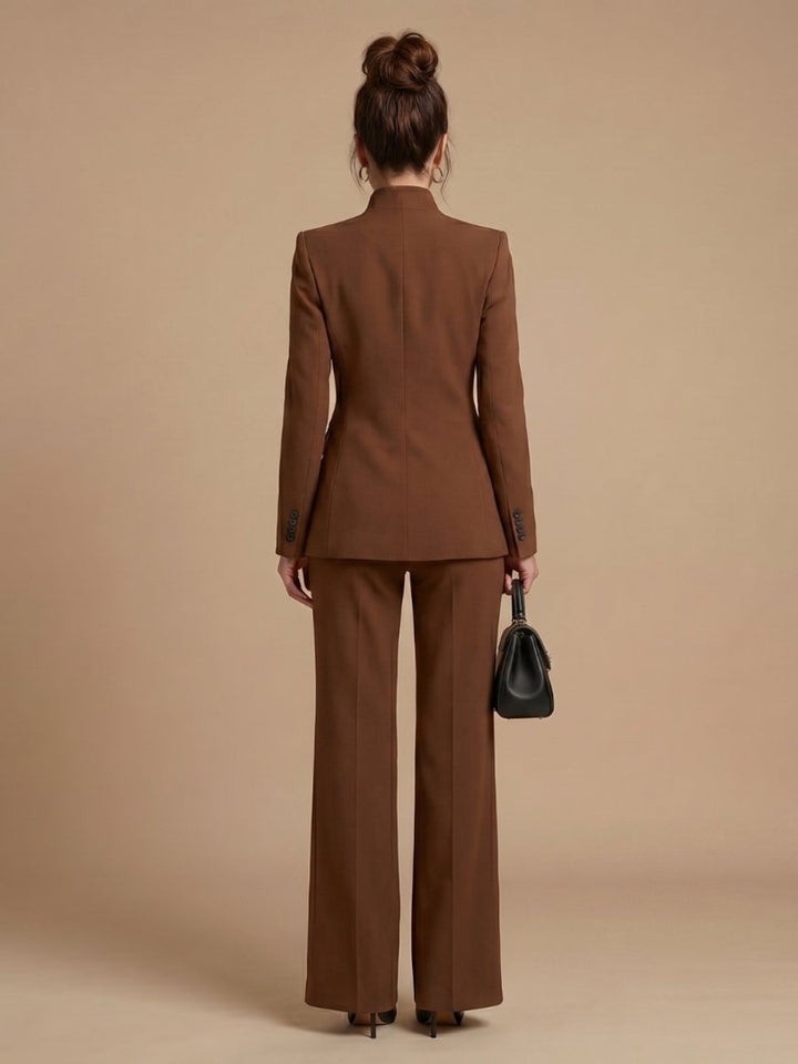 Rosie | Women's Tailored Stand Collar Flared Trouser Formal Two-Piece Suit