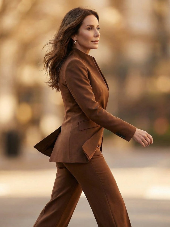 Rosie | Women's Tailored Stand Collar Flared Trouser Formal Two-Piece Suit