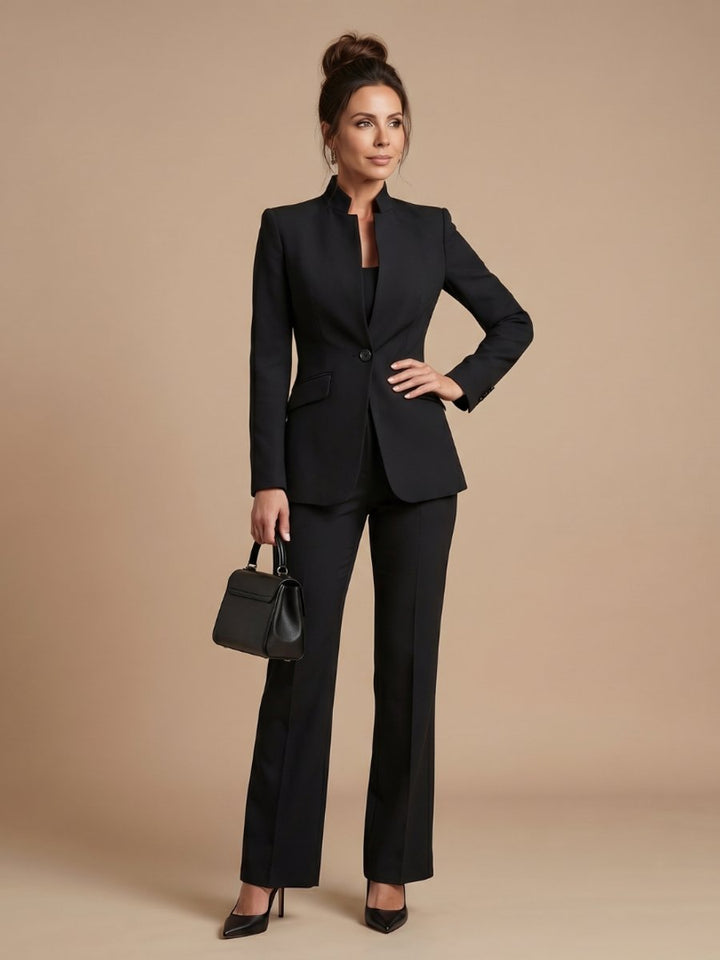 Rosie | Women's Tailored Stand Collar Flared Trouser Formal Two-Piece Suit