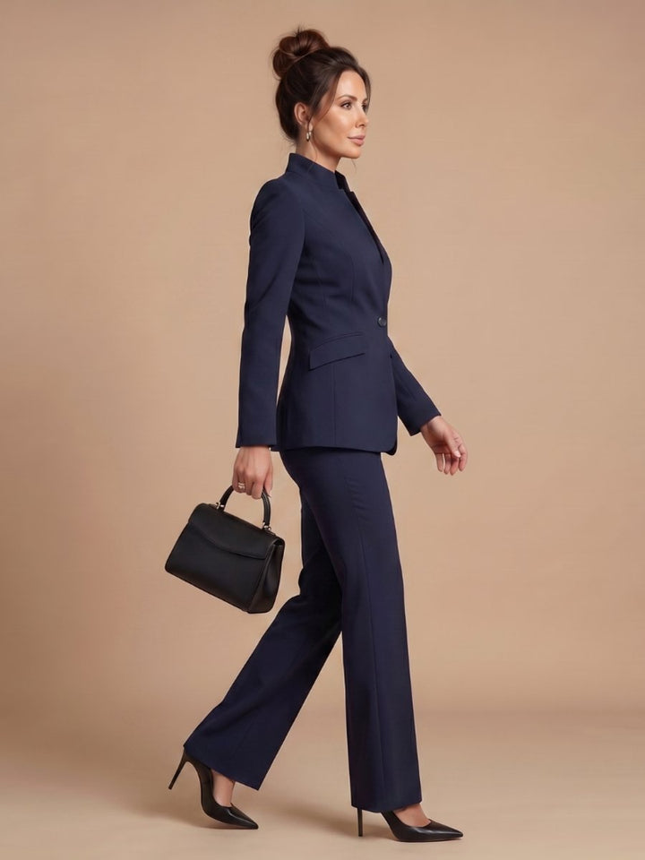 Rosie | Women's Tailored Stand Collar Flared Trouser Formal Two-Piece Suit