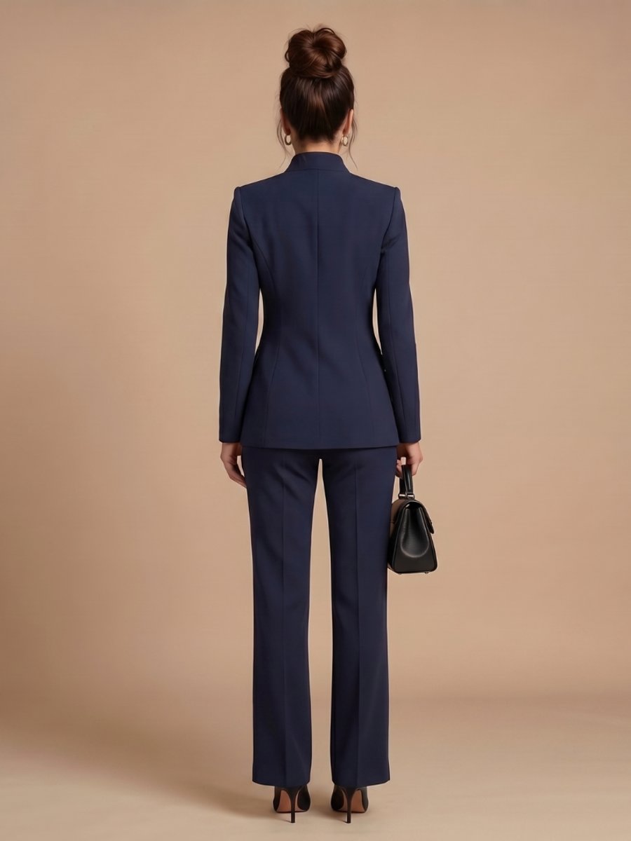 Rosie | Women's Tailored Stand Collar Flared Trouser Formal Two-Piece Suit