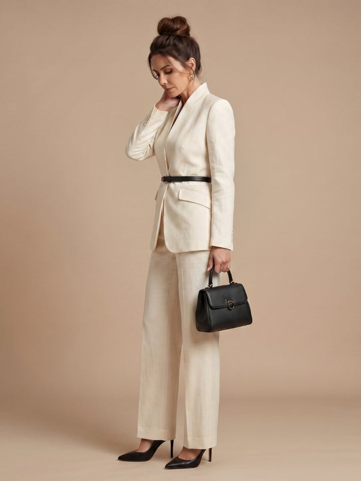 Rosie | Women's Tailored Stand Collar Flared Trouser Formal Two-Piece Suit