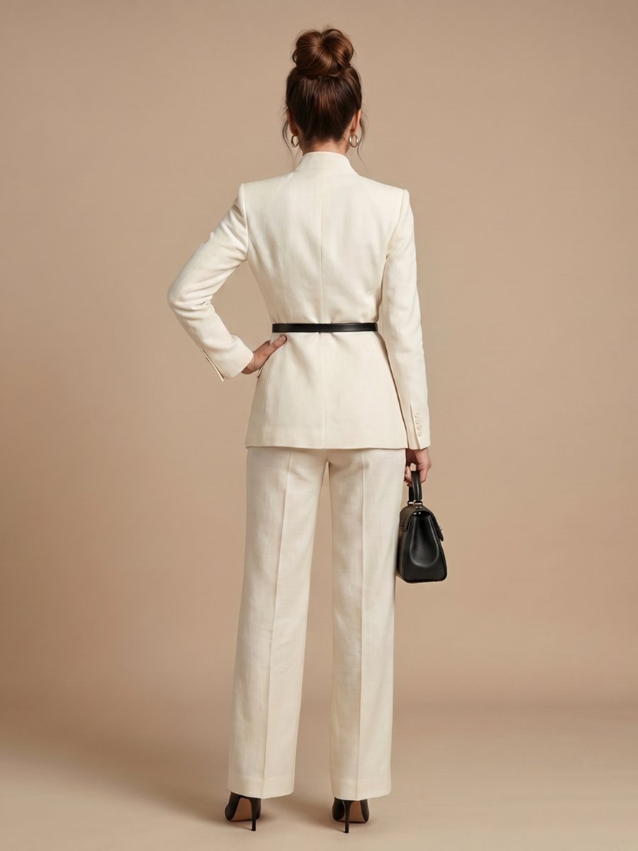 Rosie | Women's Tailored Stand Collar Flared Trouser Formal Two-Piece Suit