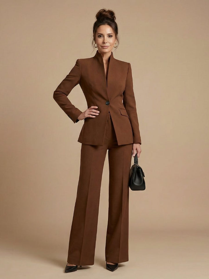 Rosie | Women's Tailored Stand Collar Flared Trouser Formal Two-Piece Suit