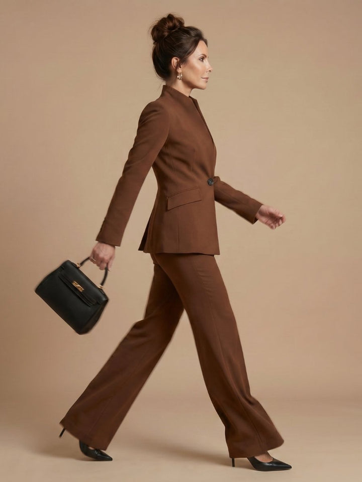 Rosie | Women's Tailored Stand Collar Flared Trouser Formal Two-Piece Suit