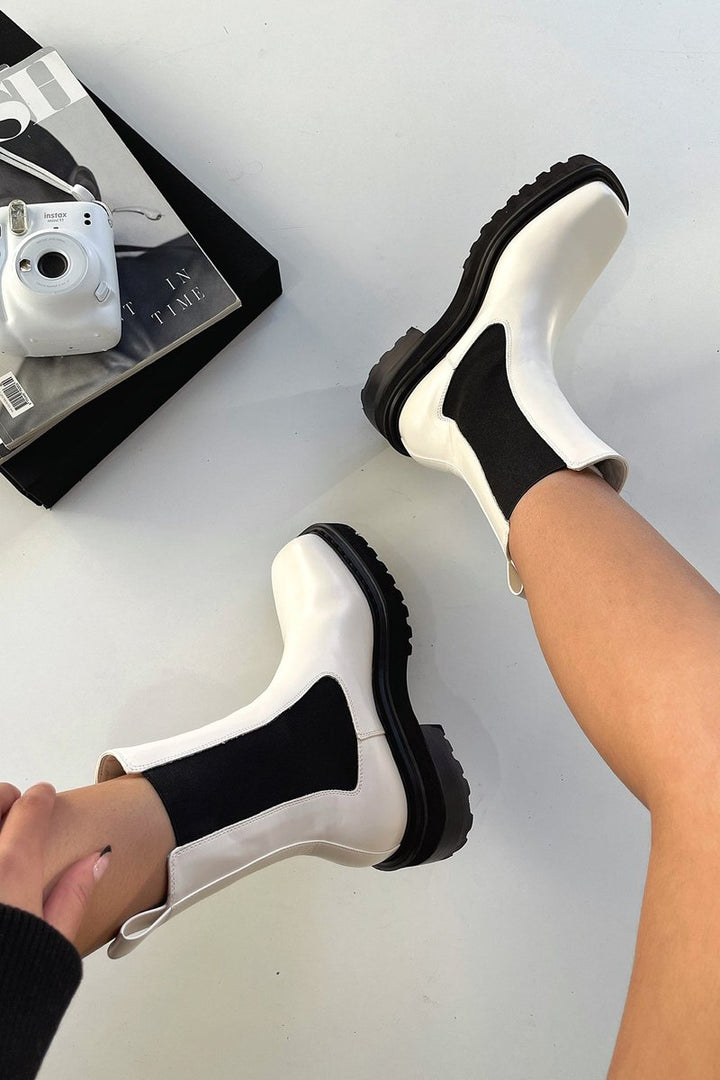 Phoebe | Women's Two-Tone Chelsea Ankle Boots Chunky Sole