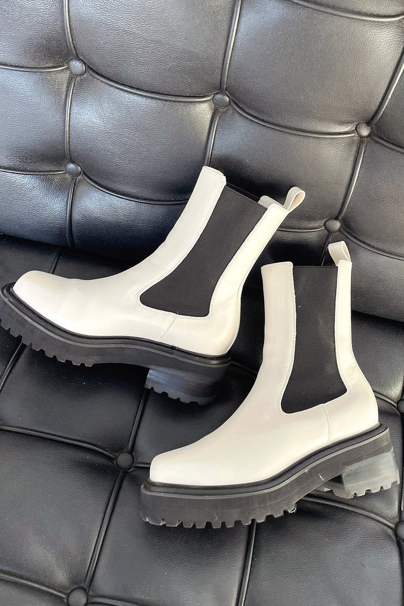 Phoebe | Women's Two-Tone Chelsea Ankle Boots Chunky Sole