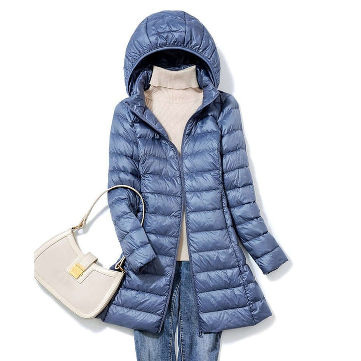 Ava | Women's Ultralight Hooded Ladies Puffer Jacket Long Quilted Coat