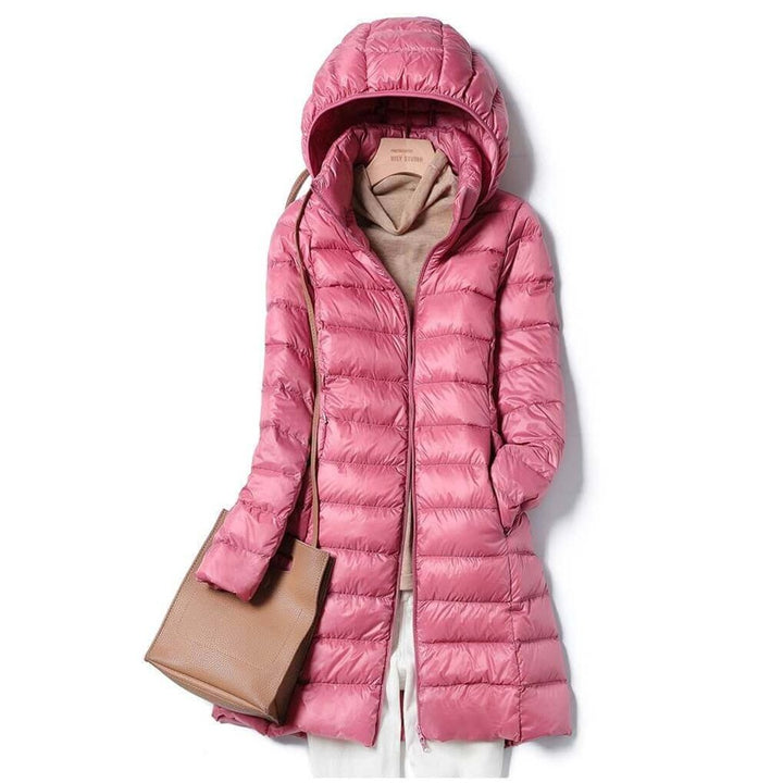 Ava | Women's Ultralight Hooded Ladies Puffer Jacket Long Quilted Coat