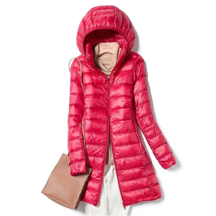 Ava | Women's Ultralight Hooded Ladies Puffer Jacket Long Quilted Coat