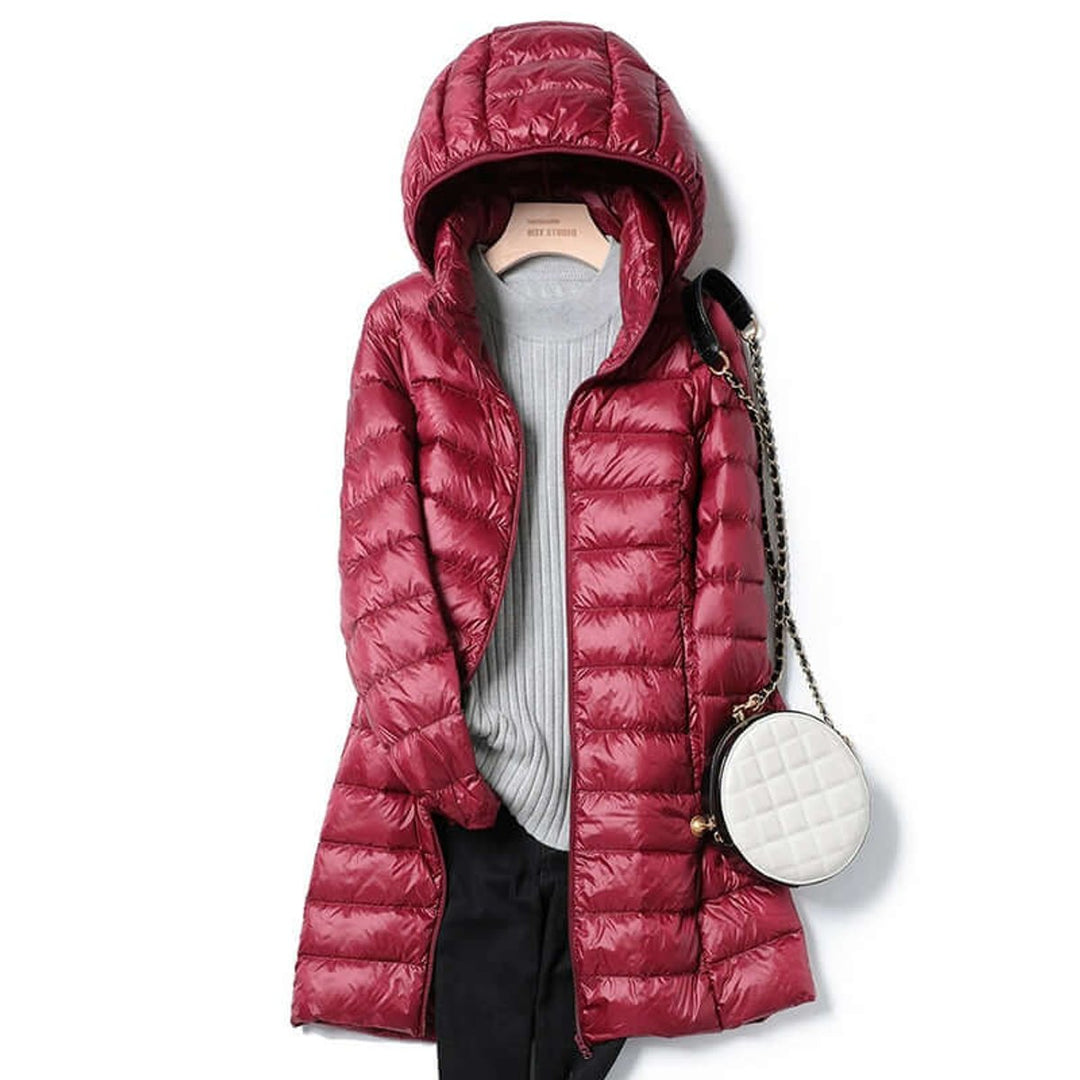 Ava | Women's Ultralight Hooded Ladies Puffer Jacket Long Quilted Coat