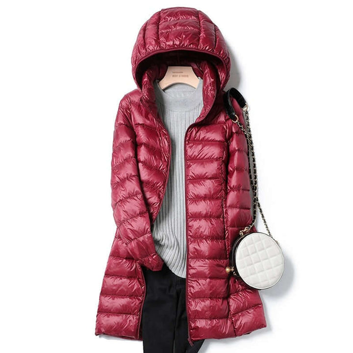 Ava | Women's Ultralight Hooded Ladies Puffer Jacket Long Quilted Coat