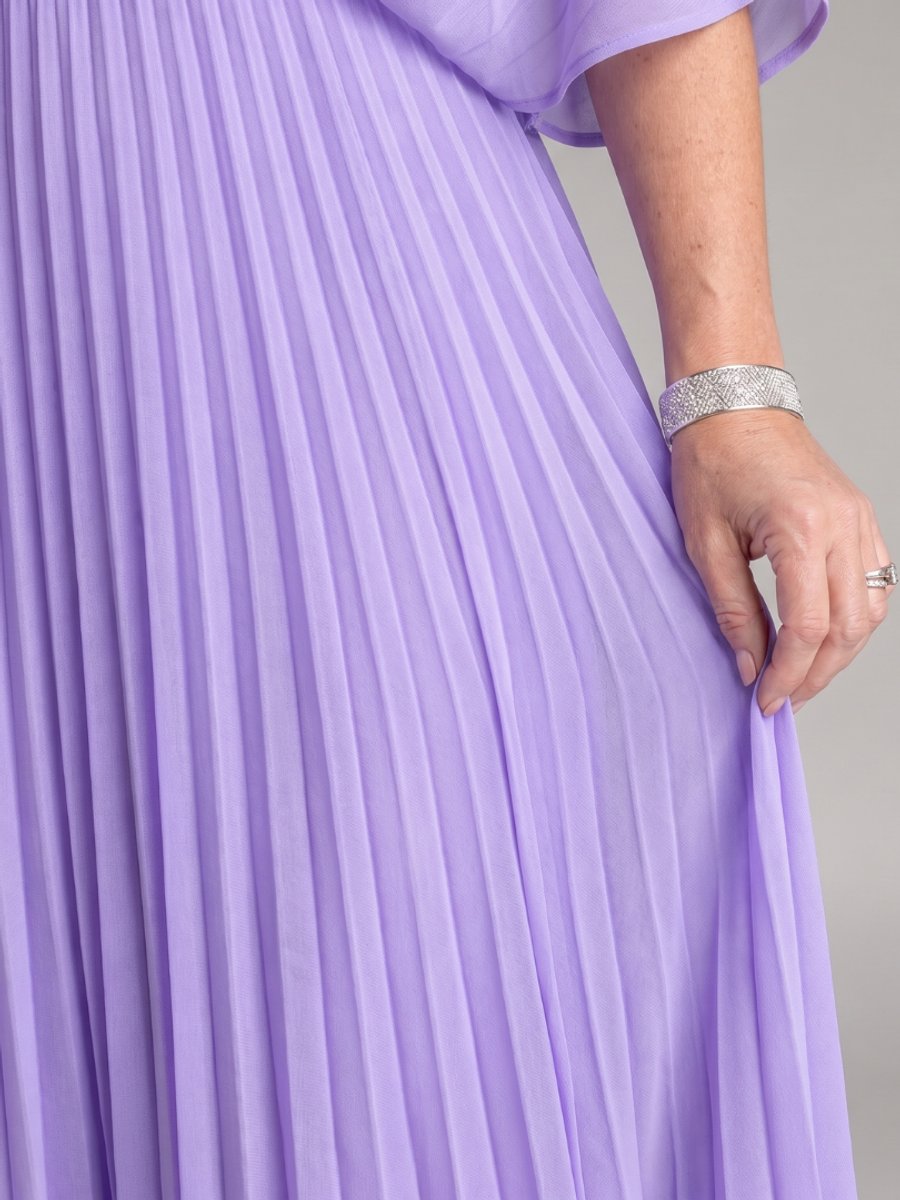 Sophie | Women's Pleated Chiffon Maxi Party Dress V-Neck Cape Sleeves