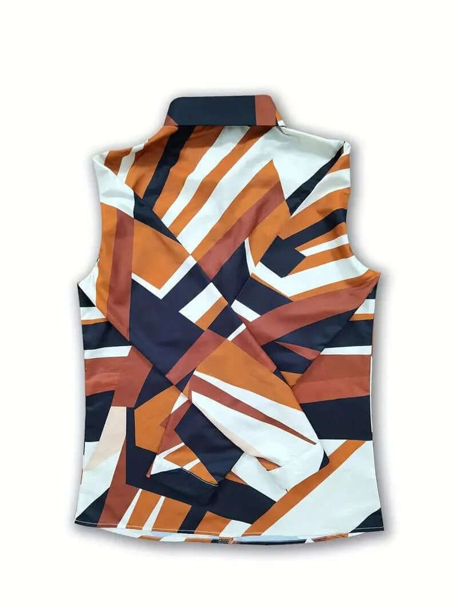 Scarlett | Women's Vintage Geometric Print Blouse Button-Up Shirt Collar