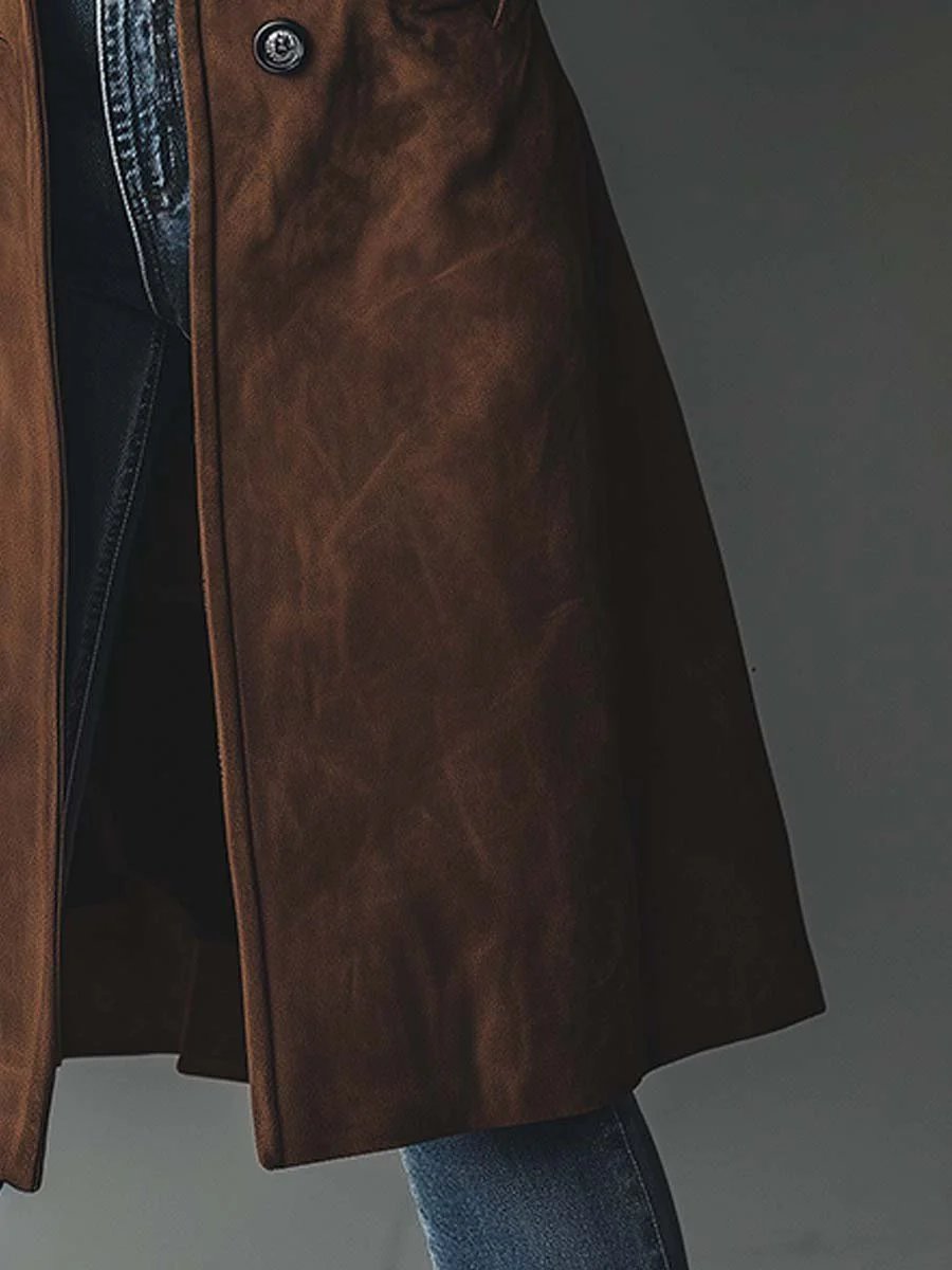 Lily | Women's Vintage Double-Breasted Suede Trench Coat