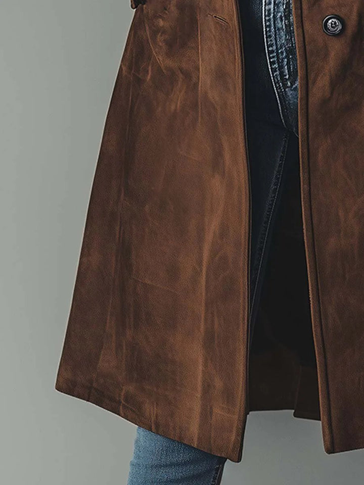 Lily | Women's Vintage Double-Breasted Suede Trench Coat