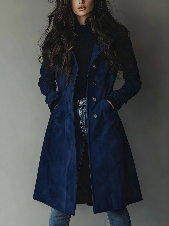 Lily | Women's Vintage Double-Breasted Suede Trench Coat