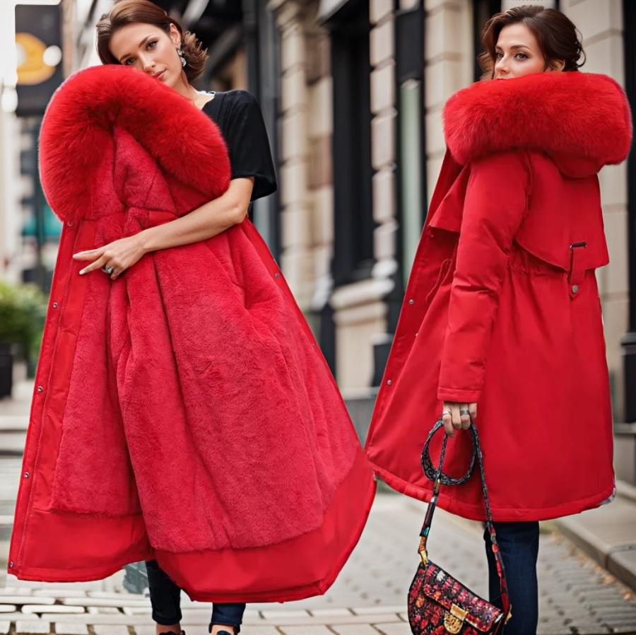 Melisande | Women's Long Parka Plush Lined Faux Fur Trim Hood