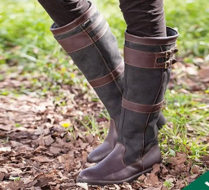 Ava | Women's Waterproof Buckle-Strap Knee-High Leather Boots