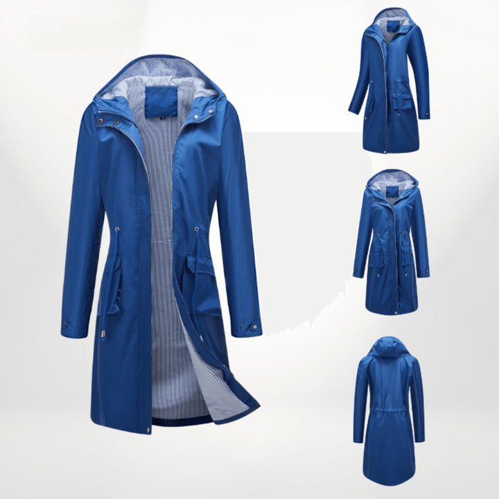 Aria | Women's Waterproof Hooded Midi Trench Coat Adjustable Waist