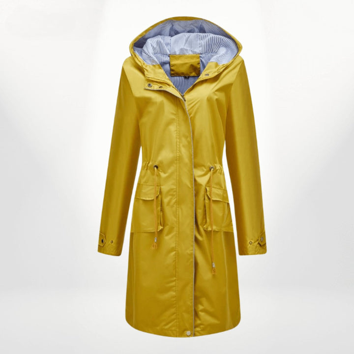 Aria | Women's Waterproof Hooded Midi Trench Coat Adjustable Waist
