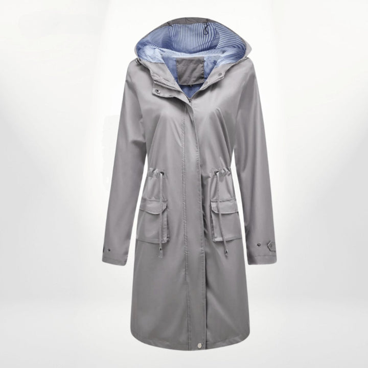 Aria | Women's Waterproof Hooded Midi Trench Coat Adjustable Waist