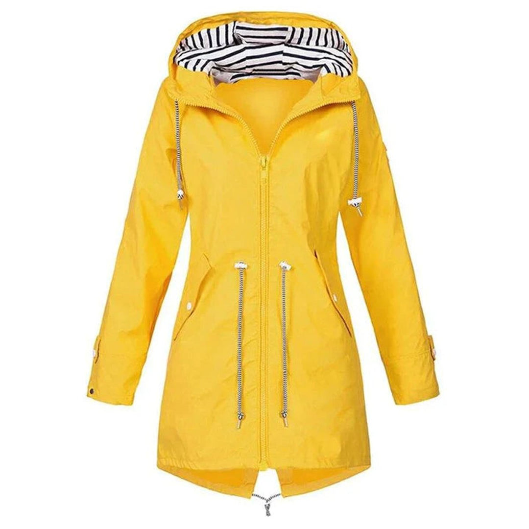 Lily | Womens Waterproof Hooded Trench Coat Drawstring Rain Jacket