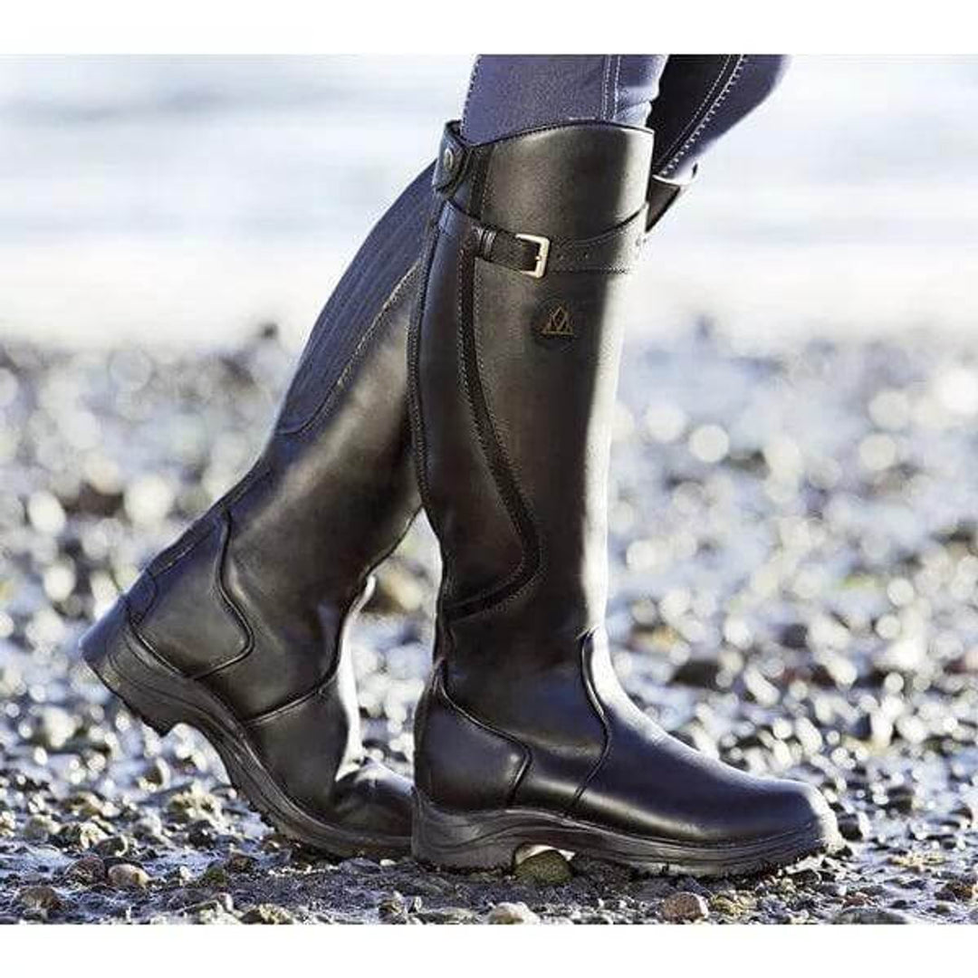 Ella | Women's Waterproof Knee-High Leather Riding Boots Buckle Detail