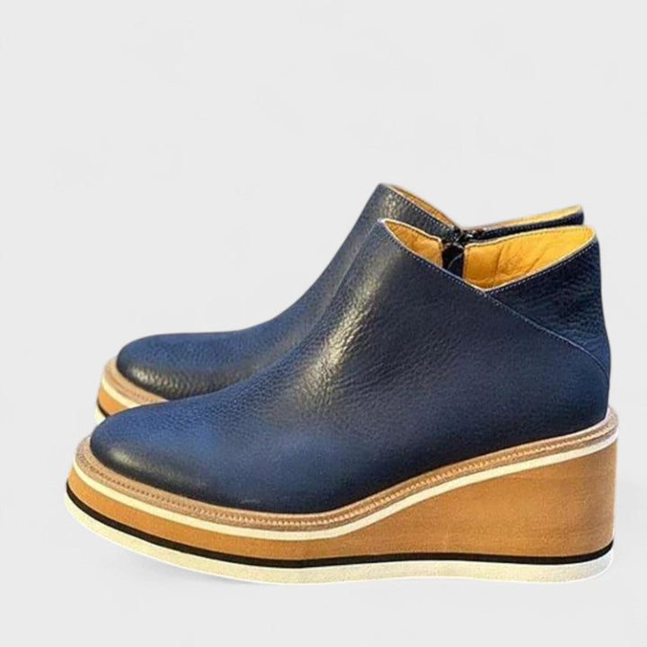 Emily | Women's Wedge Platform Heeled Ankle Boots Zip-Up