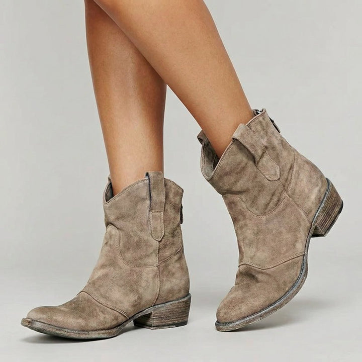 Rosie | Women's Western Pointed-Toe Leather-Look Heeled Ankle Boots