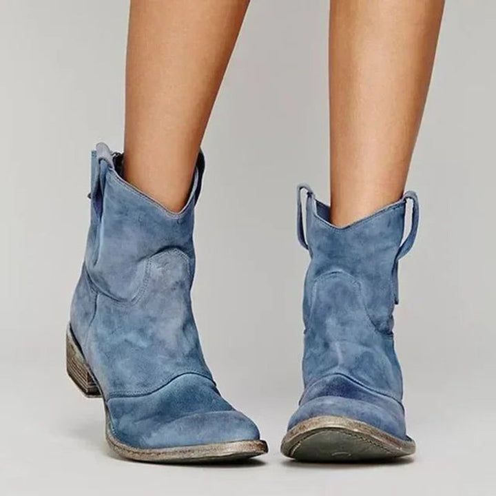 Rosie | Women's Western Pointed-Toe Leather-Look Heeled Ankle Boots