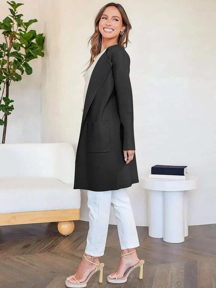 Florence | Women's Wool Blend Knee-Length Wide Lapel Relaxed Coat