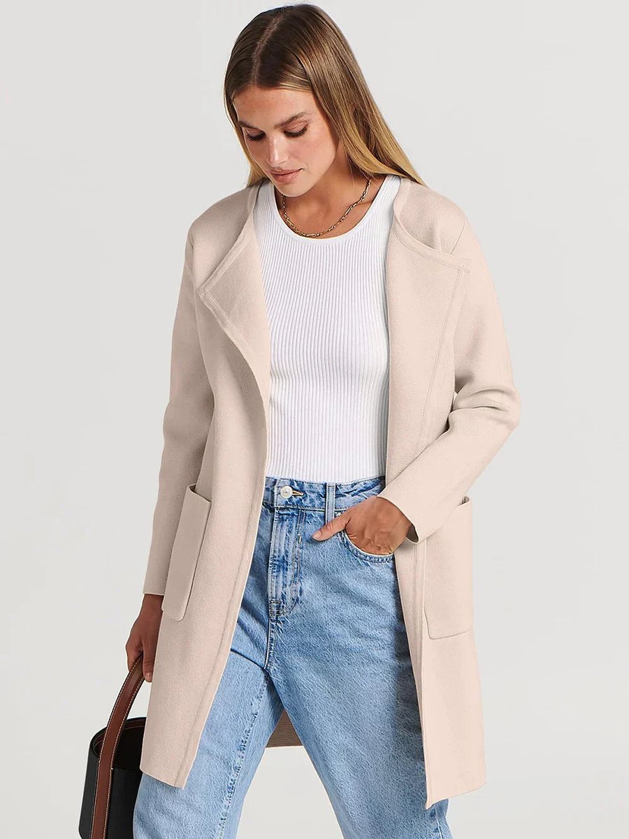 Florence | Women's Wool Blend Knee-Length Wide Lapel Relaxed Coat