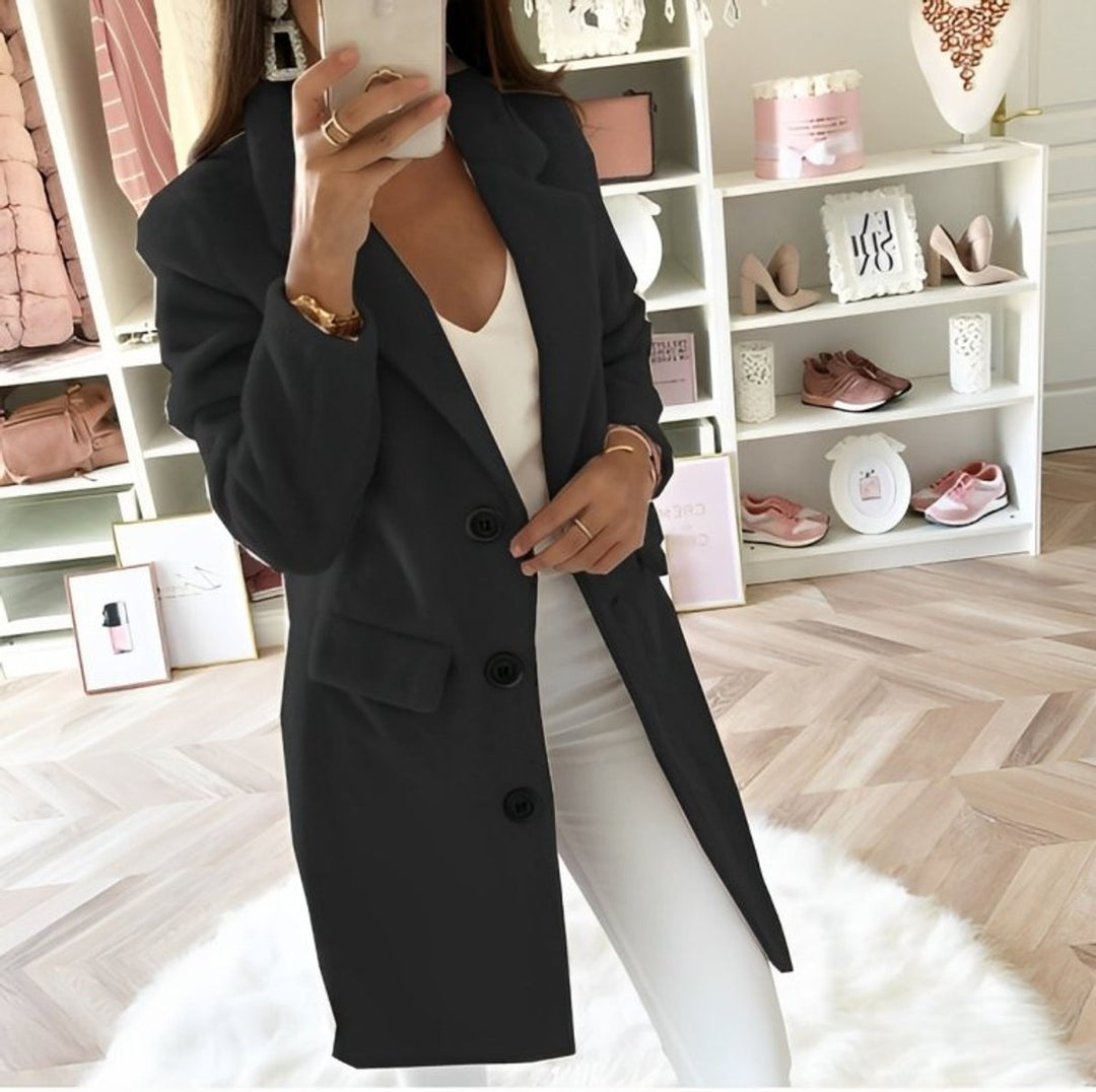 Ava | Women's Wool Coat Longline Button-Up Tailored Winter Coat