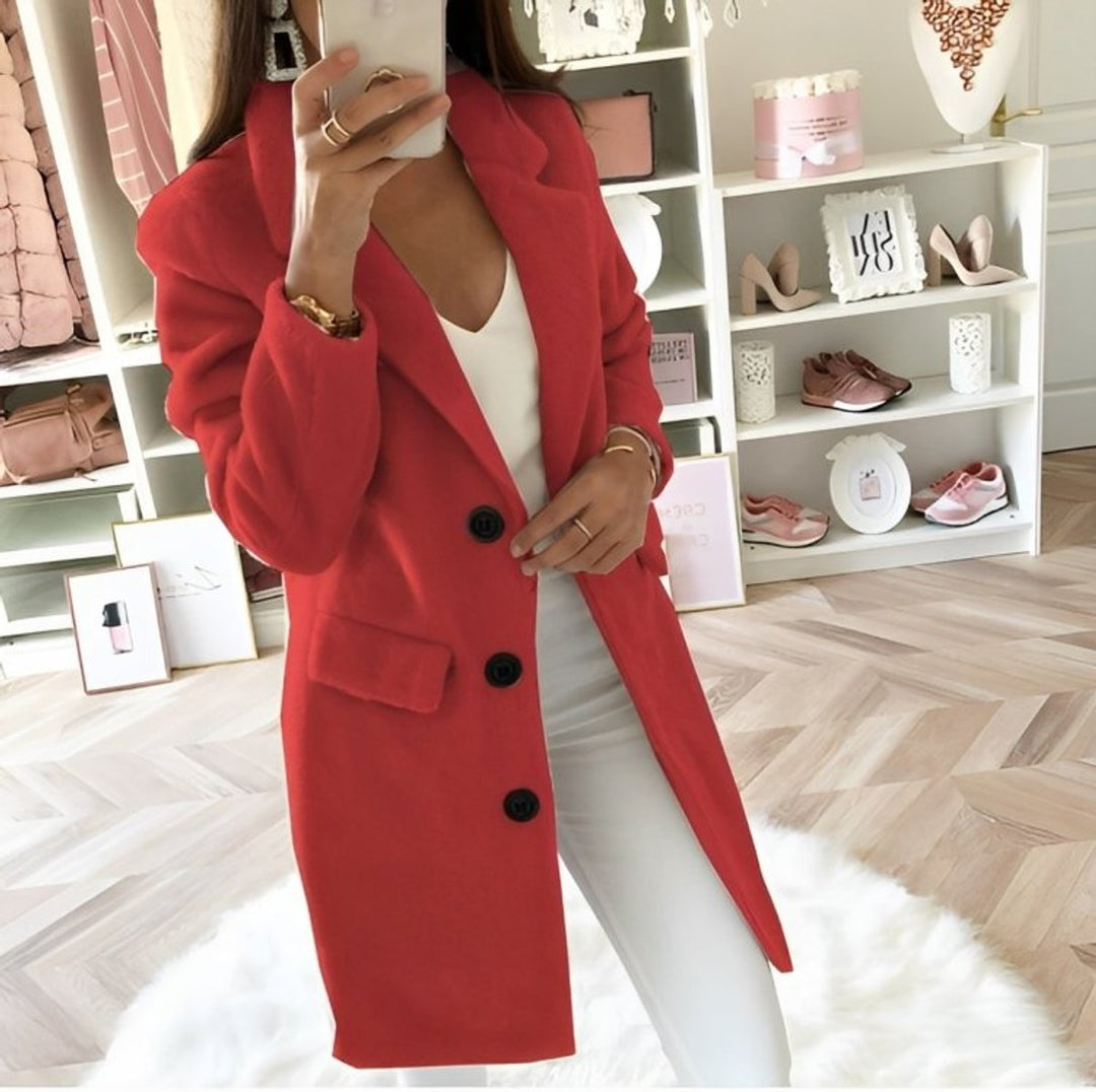 Ava | Women's Wool Coat Longline Button-Up Tailored Winter Coat