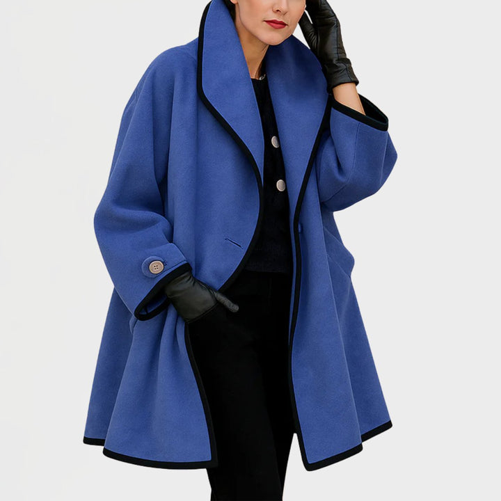 Sienna | Women's Wool Coat Oversized Contrast-Trim Swing Coat