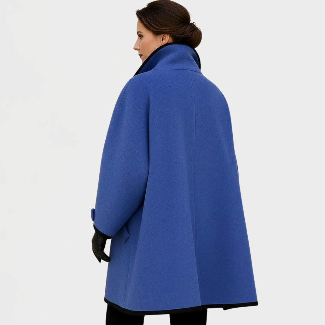 Sienna | Women's Wool Coat Oversized Contrast-Trim Swing Coat