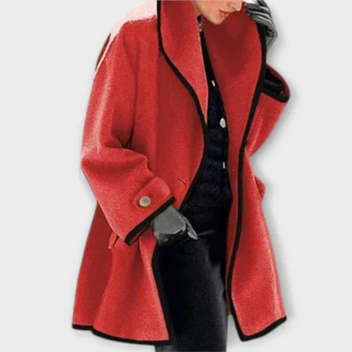 Sienna | Women's Wool Coat Oversized Contrast-Trim Swing Coat