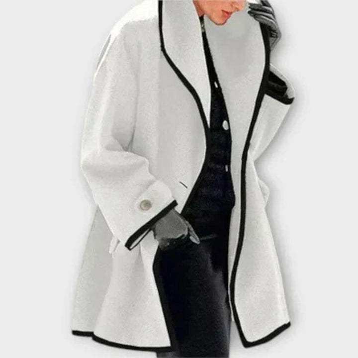 Sienna | Women's Wool Coat Oversized Contrast-Trim Swing Coat