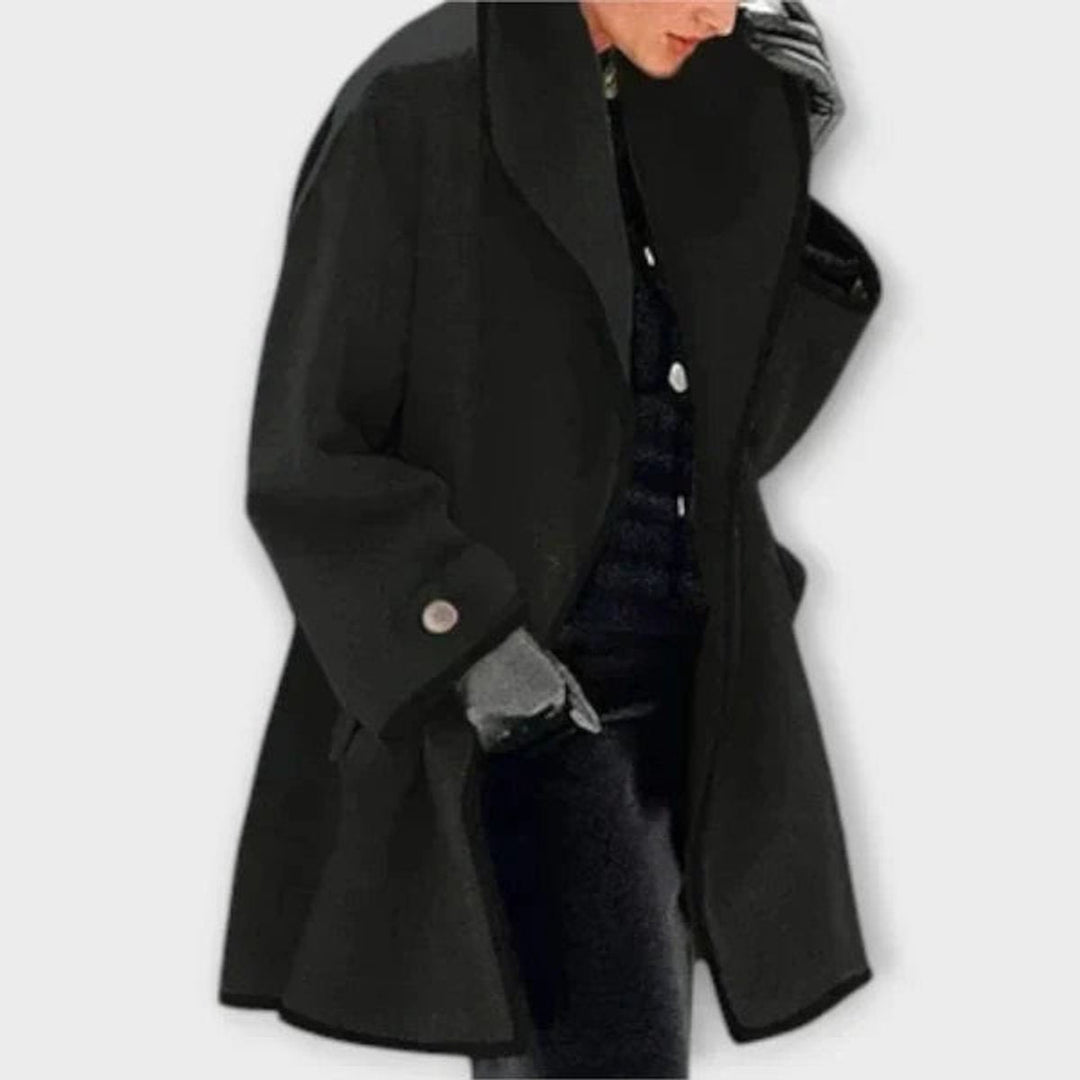 Sienna | Women's Wool Coat Oversized Contrast-Trim Swing Coat