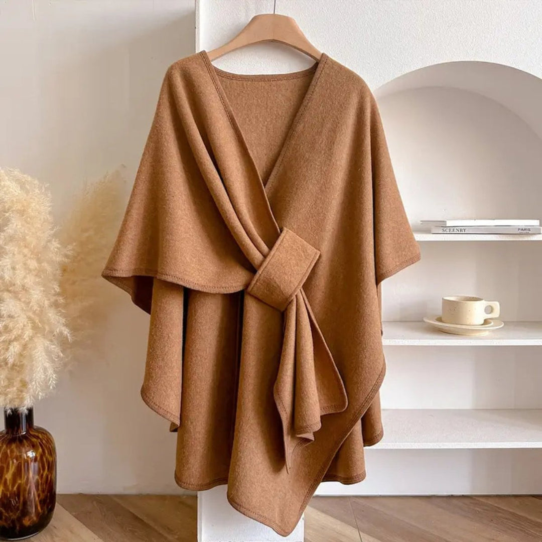 Ivy | Womens Wool Coat Windproof Poncho Shawl Open-Front Cape