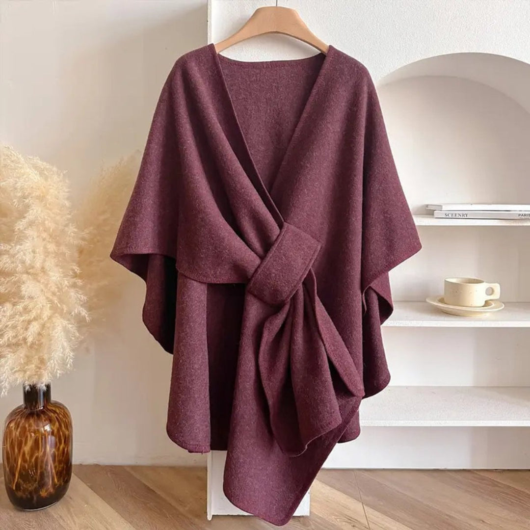 Ivy | Womens Wool Coat Windproof Poncho Shawl Open-Front Cape