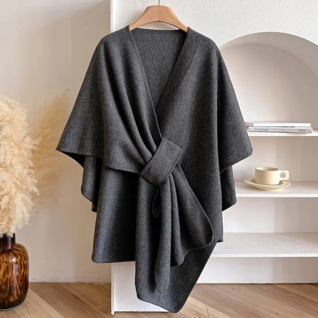 Ivy | Womens Wool Coat Windproof Poncho Shawl Open-Front Cape