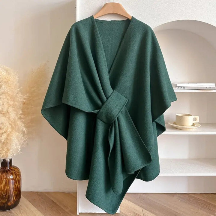 Ivy | Womens Wool Coat Windproof Poncho Shawl Open-Front Cape