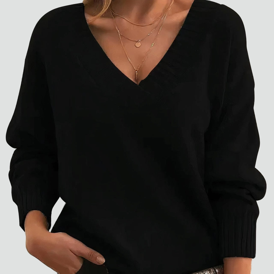 Lydia | Women's Cashmere Blend V-Neck Jumper Ribbed Trims