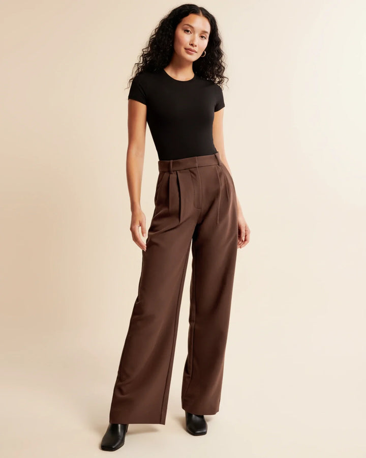 Amaya High Waist Pleated Leg Trousers with Tailored Fit